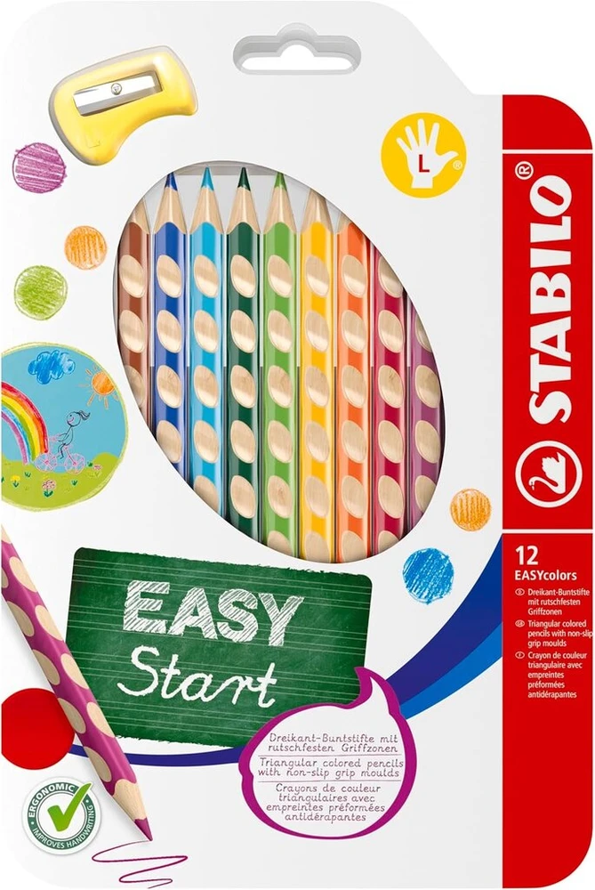 Stabilo Easycolors pieštukai kairiarankiams, 12 vnt.