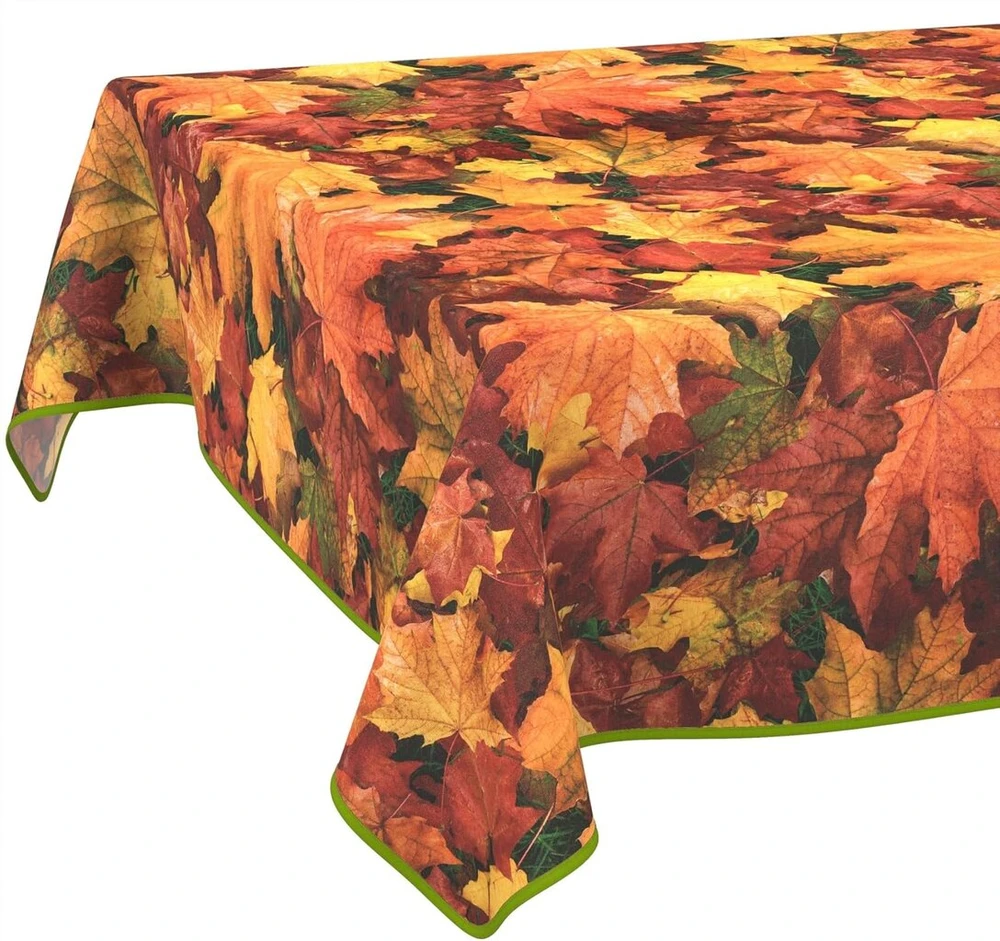 Staltiesė, skalbiama, lengvai prižiūrima, lotoso efektas, atspari nešvarumams ir vandeniui, skirta naudoti viduje ir lauke, 100 x 140 cm su apvadu (apsiūta), Autumn Maple
