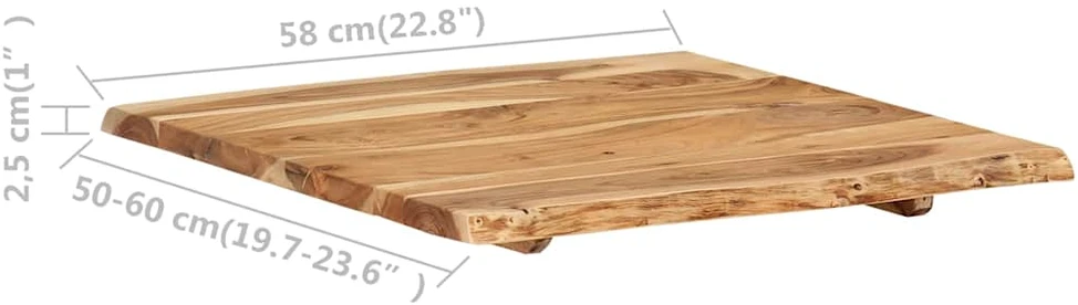 Stalviršis, 58x(50-60)x2,5cm, akacijos medienos masyvas