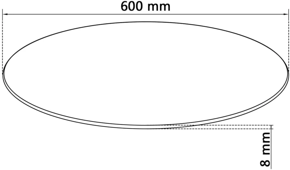 Stalviršis, grūdintas stiklas, apvalus, 600 mm