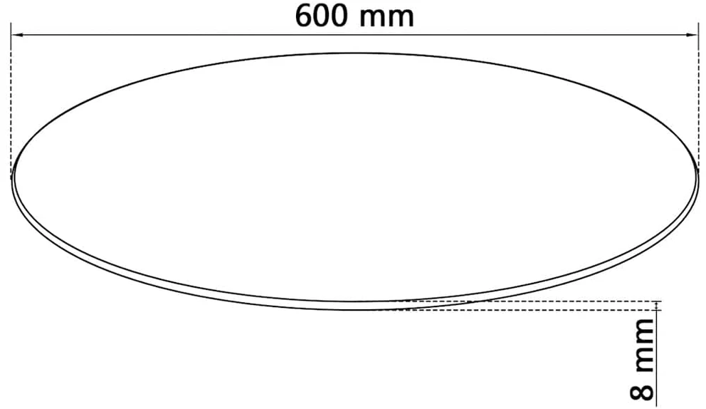 Stalviršis, grūdintas stiklas, apvalus, 600mm