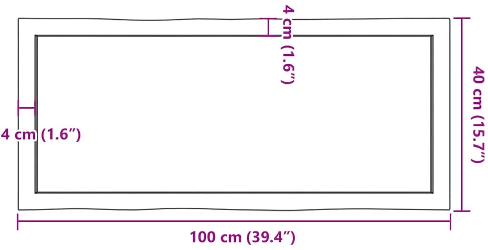 Stalviršis, tamsiai ruda, 100x40x(2-6) cm, medienos masyvas