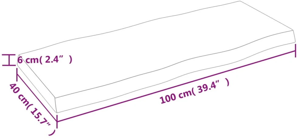 Stalviršis, tamsiai ruda, 100x40x(2-6) cm, medienos masyvas