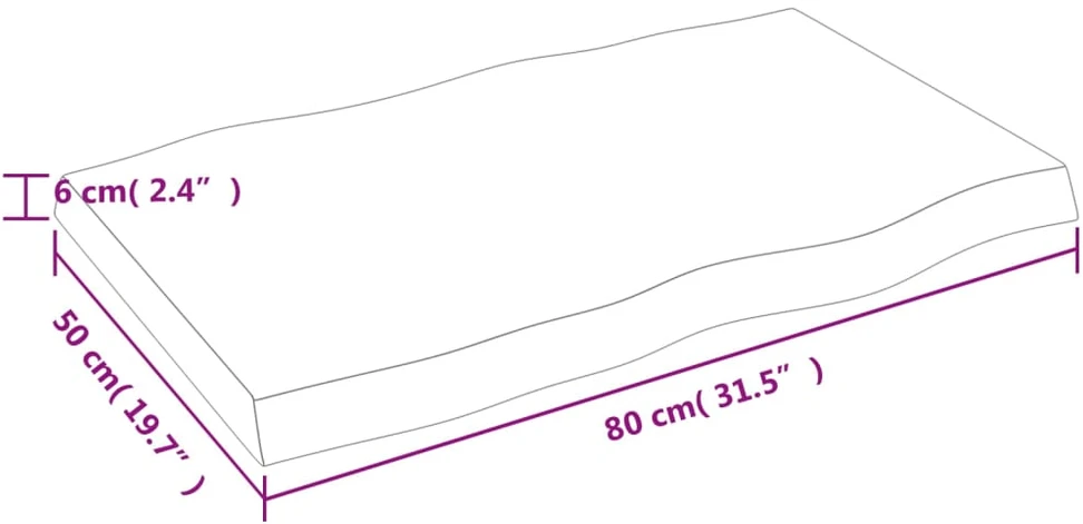Stalviršis, tamsiai ruda, 80x50x(2-6) cm, medienos masyvas