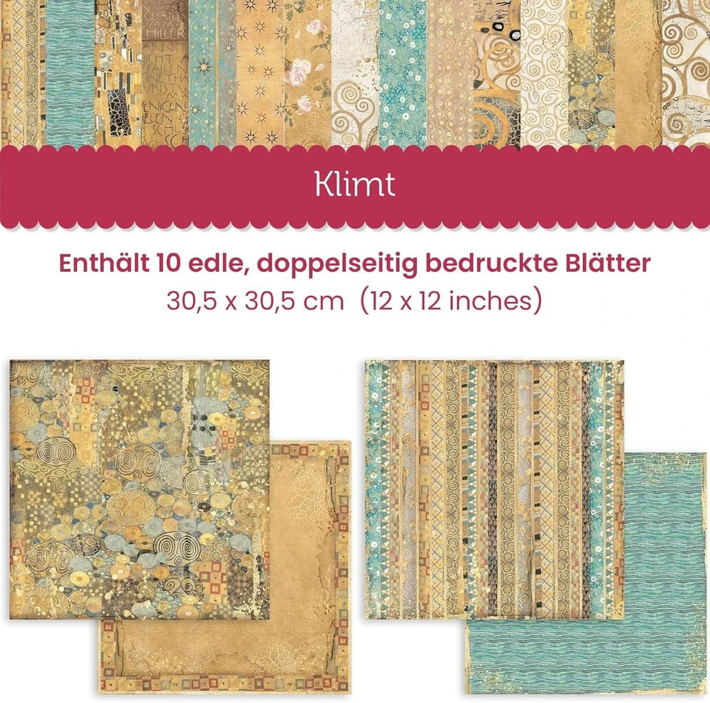 Stamperia Sbbl101 scrapbooking bloknotas, 10 lapų, 30,5 x 30,5 cm (12 x 12 colių), maxi background selection-klimt, popierius, įvairiaspalvis, 30,5 x 30,5 cm (12 x 12 colių)