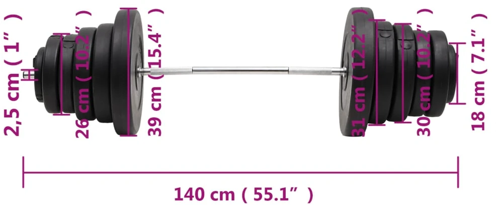 Štanga su svoriais, 90kg