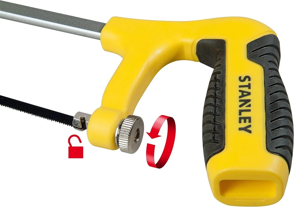 Stanley 1-15-317n mini rankinis pjūklas su pistoletine rankena, juodas/sidabrinis, 150 mm