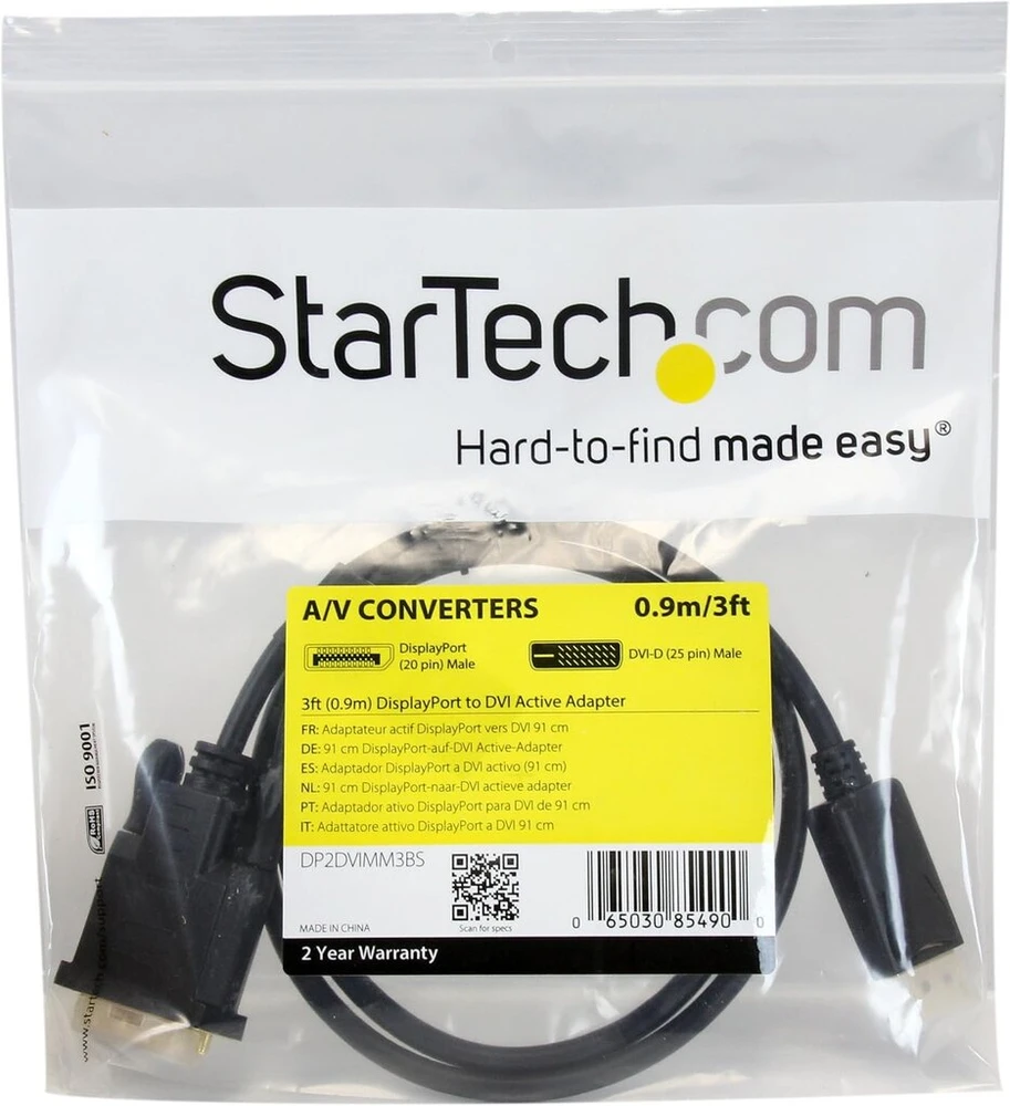 Startech 0,9 m Displayport į Dvi aktyvus adapterio konverterio kabelis - juodas