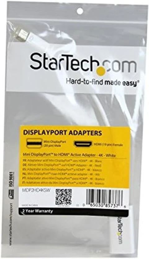 Startech adapteris mini displayport 1.2 į hdmi 4k whi mdp2hd 4ksw