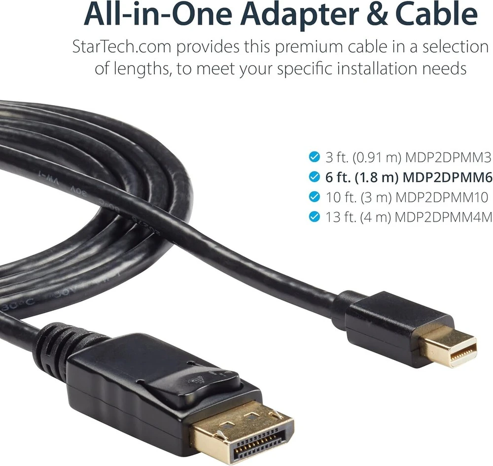 Startech Mini Displayport į Displayport kabelis, 2m, M/m, juodas