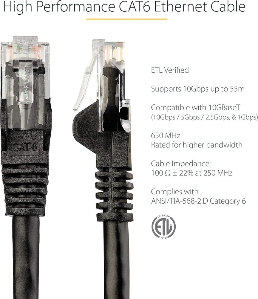 Startech.com 2m Cat6 Utp Rj45 tinklo kabelis, juodas