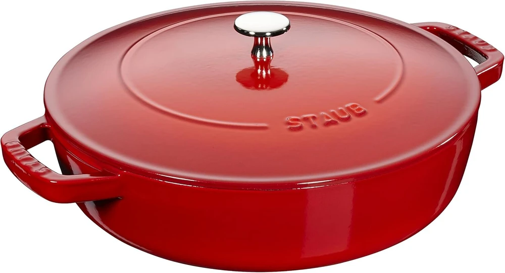 Staub kepimo indas su chistera, tinkamas indukcinėms kaitlentėms, ketus, 1 vnt., vyšninės raudonos spalvos, 24 cm
