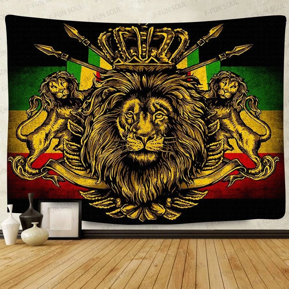 Stcree rasta rastafari gobelenas didelis 203x152 cm minkštas flanelinis liūto karūnos vėliavos hipių meno sienų apmušalas svetainės miegamojo dekoravimo reklaminis skydelis gtzyfs635