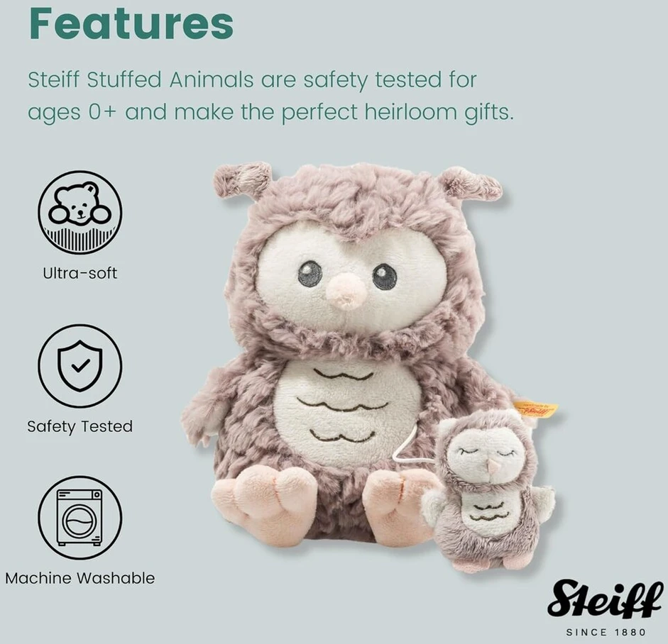 Steiff 241840 Ollie Owl muzikinis žaislas, 21 cm, rudas