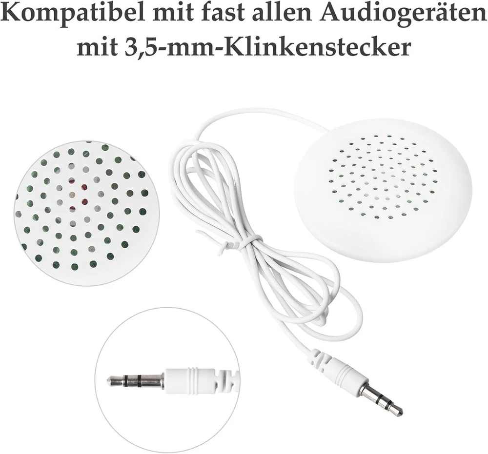 Kompiuterio kolonėlės Stereo garsiakalbis pagalvei, 3.5 mm jungtis, Hi-fi mini garsiakalbis (baltas)