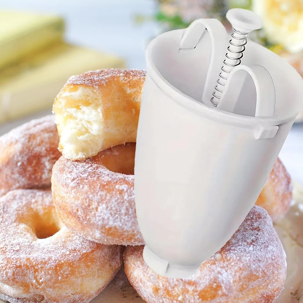Stgbcst nešiojamas spurgų gaminimo aparatas, spurgų pjaustytuvas, kepimo įrankis, plastikinis tešlos dozatorius, "pasidaryk pats" keptų spurgų forma virtuvės pyragams gaminti
