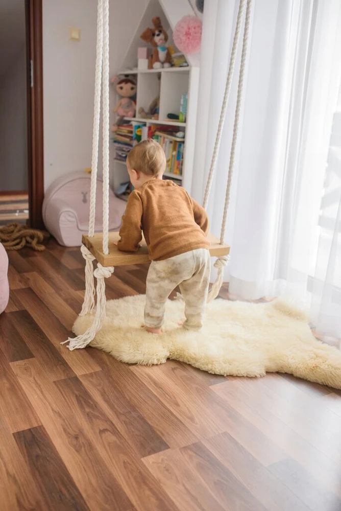 Stilingos ąžuolinės sūpynės XSMALL 40 cm ant virvių vaikams