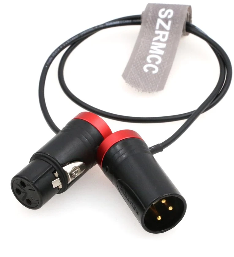 Stiprintuvas Szrmcc xlr kabelis xlr 3 kontaktų kištukas į 3 kontaktų xlr lizdą žemo profilio garso kabelis, skirtas sound devices 633 688 788t 302 552 zaxcom įrašymo įrenginiui zoom f8 (raudonas dangtelis)