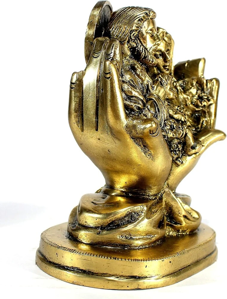 Stonkraft - 14 cm žalvaris - Marija, Juozapas ir Jėzus Kristus - Jėzaus šeima rankose - stabas Murti statulos skulptūros figūrėlė