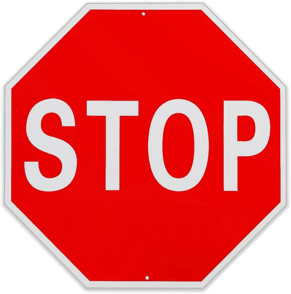 Stop ženklas, 30 x 30 cm, atspindintis kelio ženklas, įspėjamieji kelio ženklai, nerūdijantis aliuminio ženklas, atsparus Uv spinduliams ir oro sąlygoms