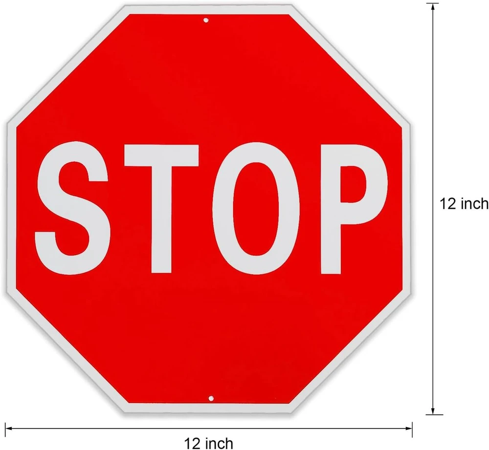 Stop ženklas, 30 x 30 cm, atspindintis kelio ženklas, įspėjamieji kelio ženklai, nerūdijantis aliuminio ženklas, atsparus Uv spinduliams ir oro sąlygoms