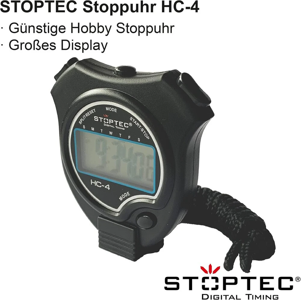 Stoptec Hc-4 chronometras - Skaitmeninis chronometras su dideliu ekranu | Hobis | Sportas | Laisvalaikis | Atsparus purslams | Tinka vaikams