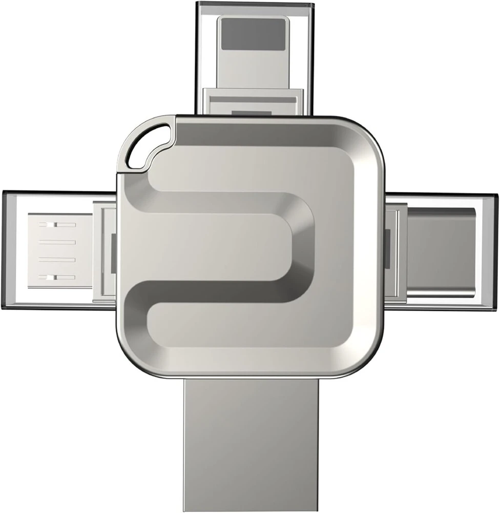 Storite usb atmintinė 256gb 4 viename didelės spartos atmintinė išorinė metalinė atmintinė usb atmintinė, skirta idevice android nešiojamam kompiuteriui planšetiniam kompiuteriui (sidabrinė)