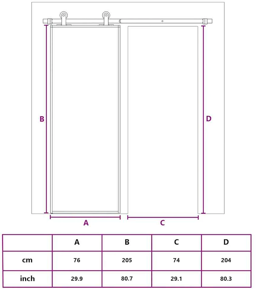 Stumdomos durys, juodos, 76x205cm, ESG stiklas ir aliuminis