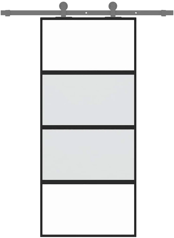 Stumdomos durys, juodos, 90x205cm, grūdintas stiklas/aliuminis