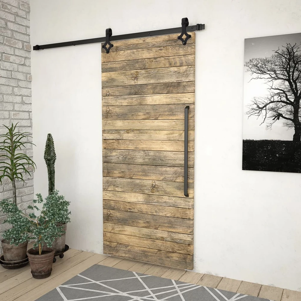 Stumdomų durų įrangos rinkinys SKIEN, juodas, 183cm plienas