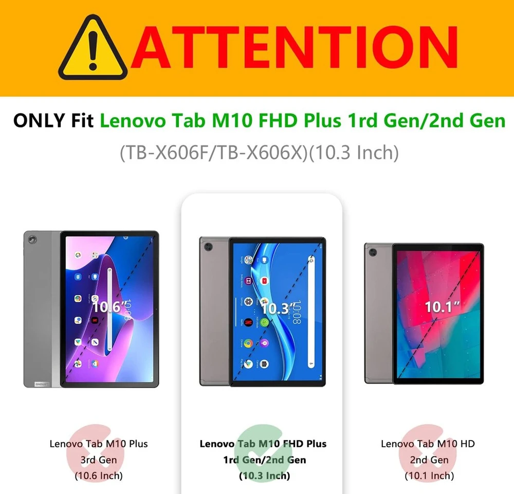Succtop dėklas Lenovo Tab M10 Plus 10.3 colių 2020 Pu odinis atverčiamas apsauginis dėklas piniginės stovas planšetinio kompiuterio dėklas kortelių lizdas rašiklio laikiklis Lenovo Tab M10 Plus 10.3 colių Fhd (2nd Gen) Tb-x606f Tb-x606x mėlynas