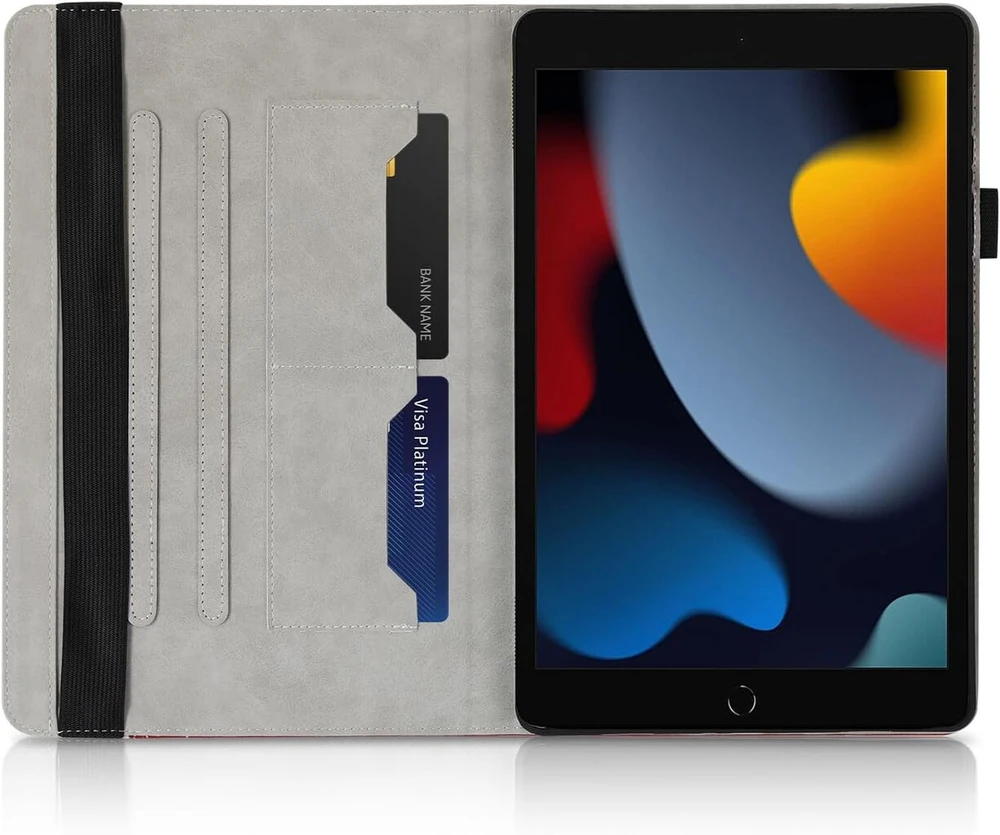 Succtopy dėklas, skirtas Ipad 9 8 7 (10.2 colio, 2021 2020 2019 modelis), apsauginis itin plonas Pu odos dėklas su stovo funkcija ir rašiklio laikikliu, skirtas Ipad 9-osios 8-osios 7-osios kartos planšetiniam kompiuteriui, mėlynas