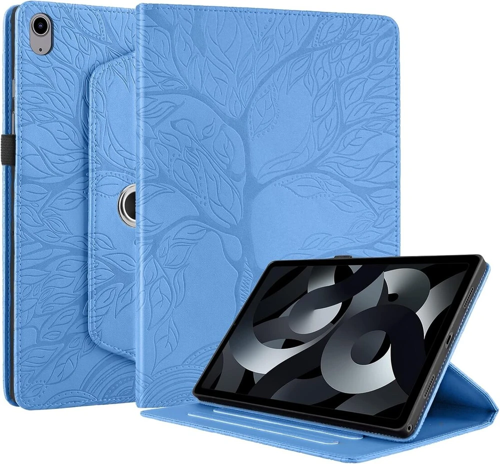 Succtopy dėklas, skirtas Ipad (a16) 11-os kartos 11 colių 2025 m., Ipad 10-os kartos 10,9 colių 2022 m. Pu odos 360° besisukantis daugia kampų apsauginis dėklas su stovo funkcija ir rašiklio laikikliu, mėlynas