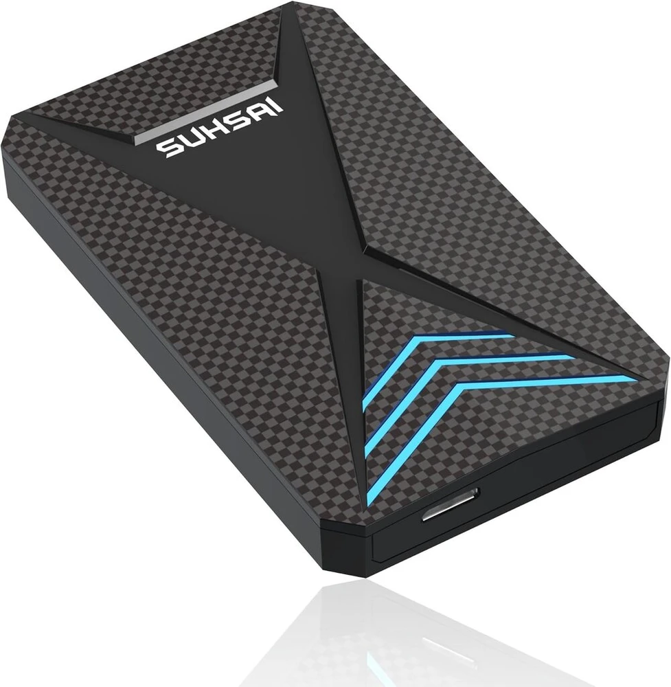 Kietasis diskas Suhsai 1tb išorinis žaidimų standusis diskas su rgb apšvietimu, nešiojamas usb 3.0 standusis diskas duomenų saugojimui/atsarginių kopijų plėtimui, hdd 2.5 colio standusis diskas, skirtas pc nešiojamam kompiuteriui mac išmaniesiems telefonams žaidimų konso