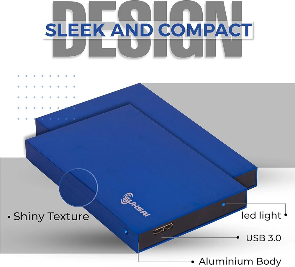 Suhsai 500gb portable išorinis kietasis diskas, kišeninis atsarginis hdd, 2.5 colio išorinė duomenų saugojimo kietasis diskas, usb 3.0 kietasis diskas, suderinamas su žaidimų pc, mac, nešiojamuoju kompiuteriu, - mėlynas