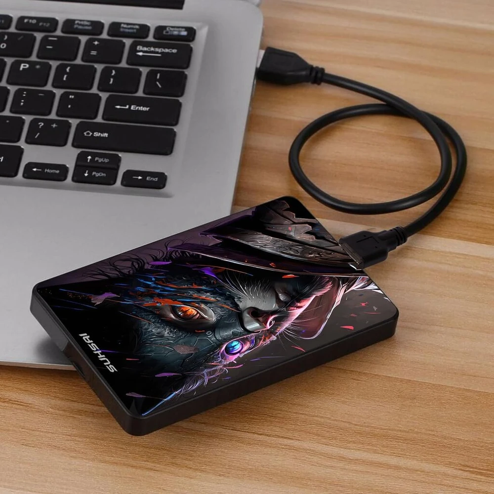 Suhsai išorinis kietasis diskas 320gb nešiojamas kietasis diskas žaidimų išorinis kietasis diskas atsarginė kopija usb 3.0 duomenų saugojimo diskas ninja cat printed kietasis diskas suderinamas su mac desktop ps4 ps5