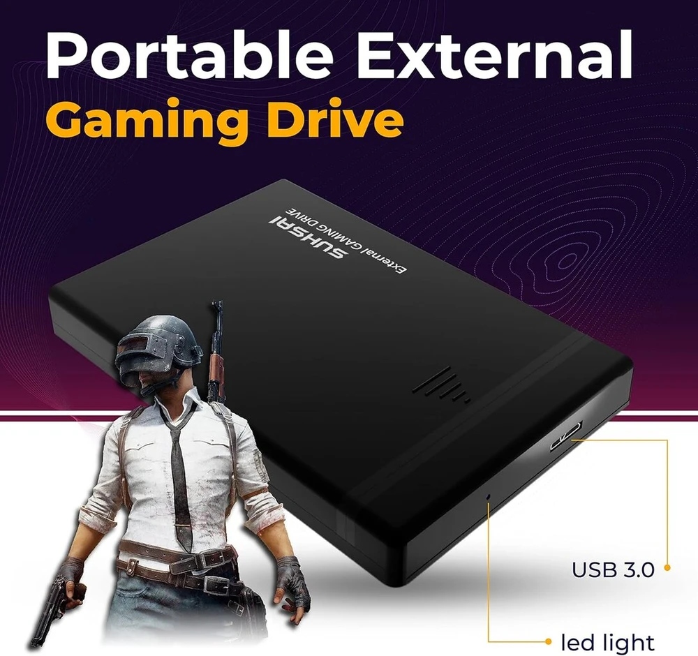 Kietasis diskas Suhsai išorinis žaidimų standusis diskas, nešiojamas usb 3.0 diskas, 2.5 colio didelės spartos standusis diskas, atsarginė kopija, tinkamas ps5, ps4, ps3, pc, android, mac (500gb)