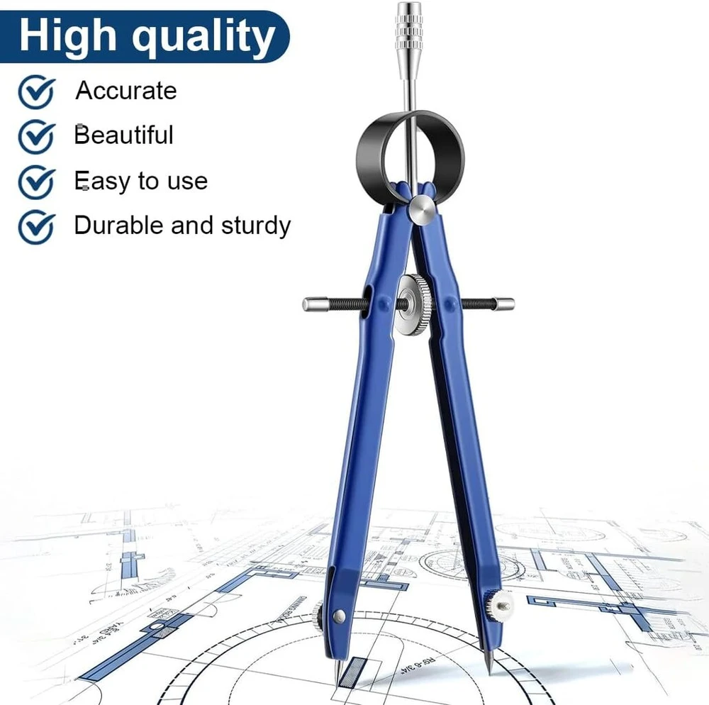Sujebkc 2 metalinių greito reguliavimo kompasų rinkinys, mokyklinis kompasas su viduriniu pavaros velenu ir atsarginiais šerdelėmis, greitas kompasas, geometrinis kompasas, profesionalus geometrinių kompasų rinkinys