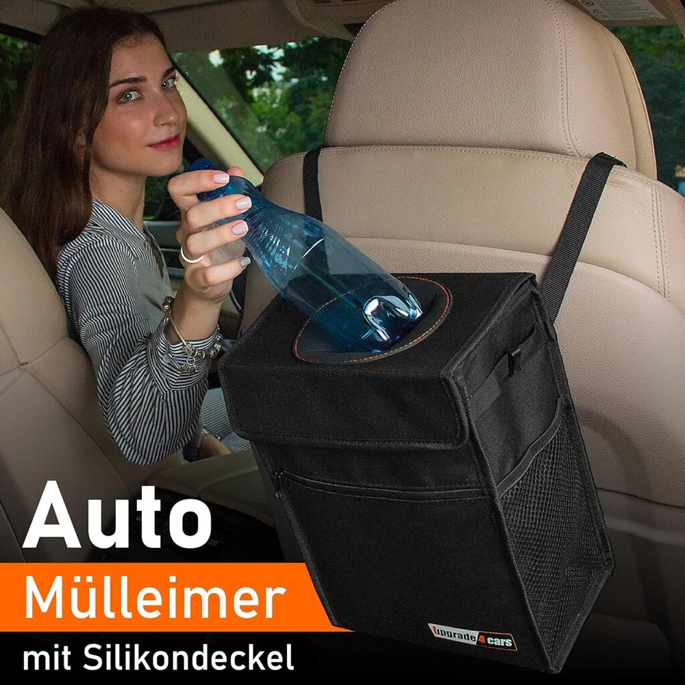 Sulankstomas automobilio šiukšliadėžė su dangčiu ir maišeliais, 2l
