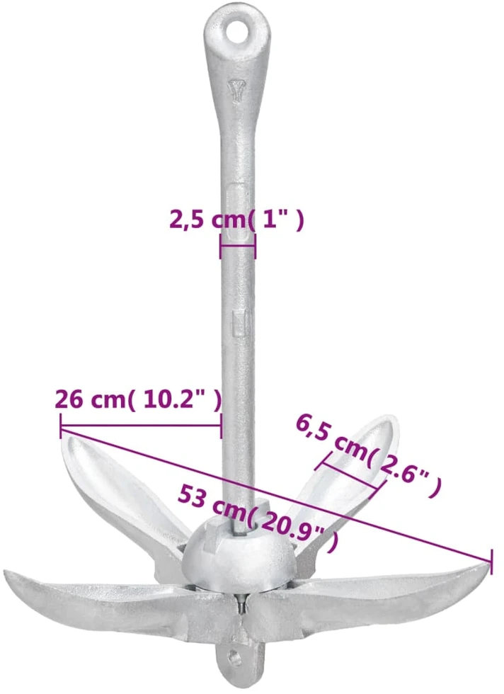 Sulankstomas inkaras su virve, 8kg, karštai cinkuotas ketus