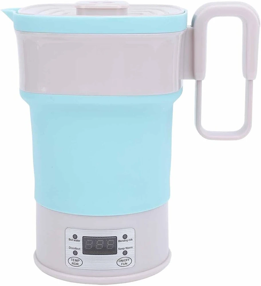 Sulankstomas virdulys, 800 ml, 110 V, 220 V, dviguba įtampa, sulankstomas kelioninis virdulys, nešiojamas mažas elektrinis arbatinukas su teleskopine rankena ir daugiafunkciniu skydeliu