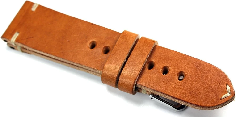 Sulla Rios 1931 vyriškas odinis laikrodžio dirželis Vintage 24 mm šviesiai rudas, šviesiai rudas, dirželis.