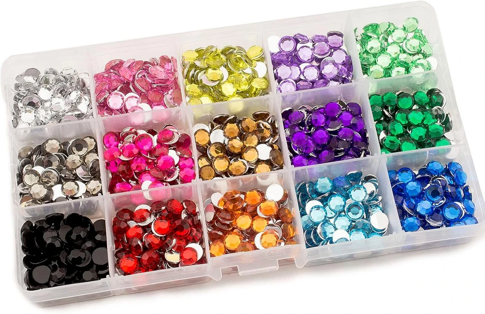 Summer-ray N703 7mm rhinestones laikymo dėžutėje, įvairių spalvų