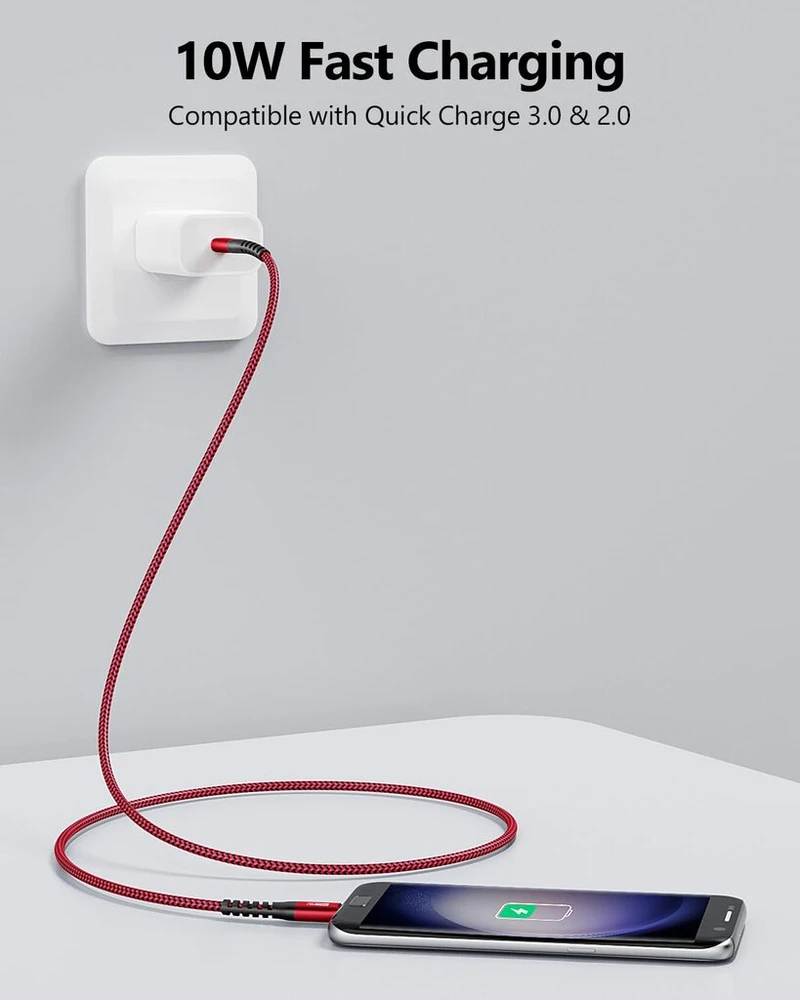 Sunguy usb c kabelis 1 m, usb c į micro usb įkrovimo ir duomenų perdavimo kabelis, įkrauna micro usb įrenginius, usb c kabelis suderinamas su galaxy s7/s5, lg g5/g6, moto su/z2, kindle, planšetiniu kompiuteriu, raudonas
