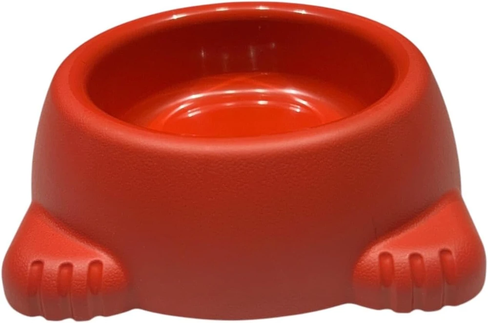 Šunų kačių dubenėlis su neslystančia guma, kūrybiškas gyvūno letenos dizainas, dubenėlis augintiniams, 500 ml (raudonas/raudonas)