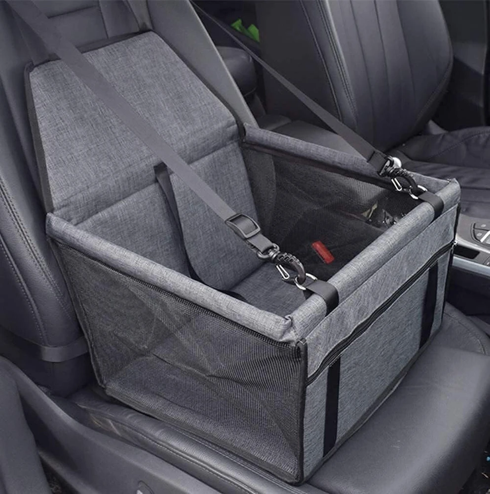 Šunų priekinės sėdynės automobilinė kėdutė mažiems ir vidutiniams šunims su saugos diržu, sulankstomas šunų pledas, automobilio sėdynės užvalkalas, keleivio sėdynės vandeniui atsparus transportavimo krepšys, juodas