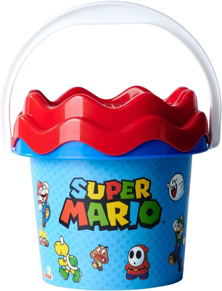 Super Mario kūdikio kibirėlių rinkinys, žaislai smėliui, 5 dalys, kibirėlis, sietelis, kastuvas, grėblys, laistytuvas, 11 cm, skersmuo: 14 cm, nuo 10 mėnesių, žalias