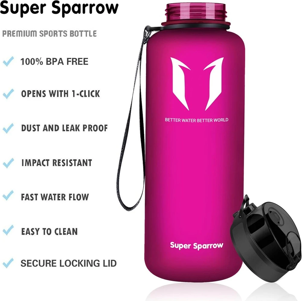 Super Sparrow vandens butelis - 1.5 l - nepralaidus vandens butelis - sportinis butelis be Bpa | mokykla, sportas, vanduo, dviratis