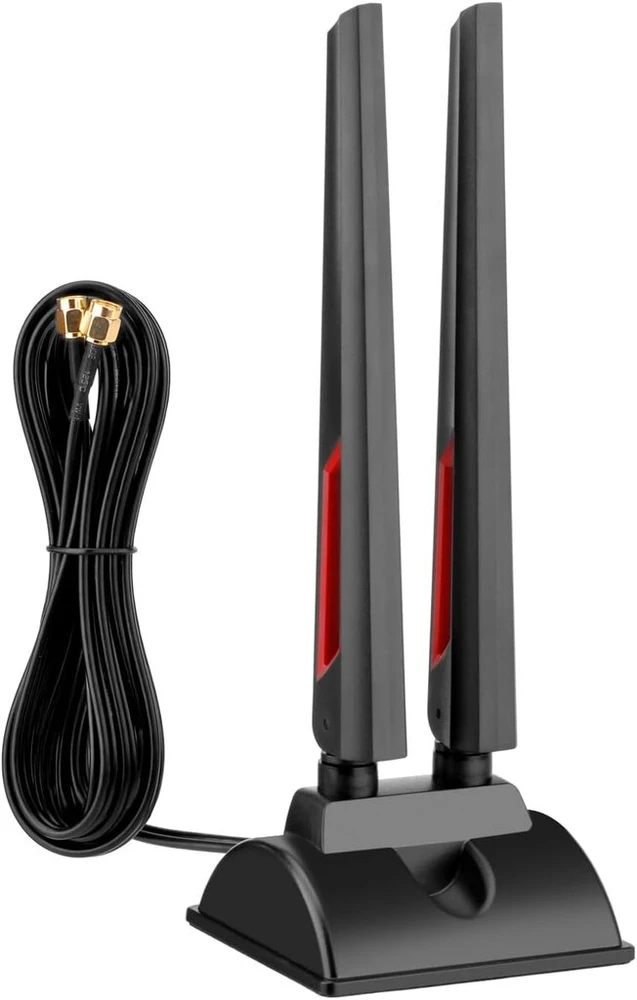 Superbat Wifi 6e trijų dažnių 2.4ghz 5ghz 6ghz Wlan antena su magnetiniu pagrindu ir Rp-sma 200 cm ilginamuoju kabeliu, skirta Wi-fi kortelėms, Pci kortelei, Pc Bluetooth pagrindinei plokštei, Wlan 6 maršrutizatoriui, Fpv, apsaugai