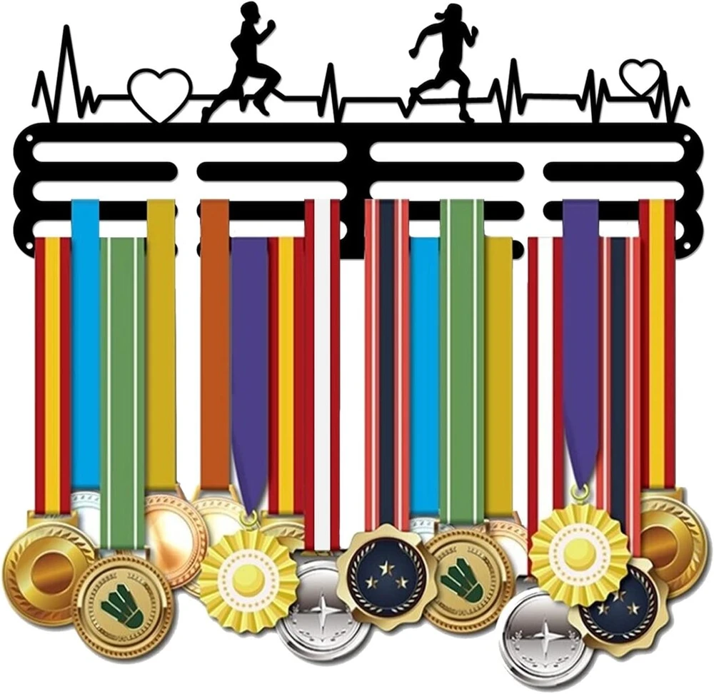 Superdant medal holder Ekg rašto medalių laikiklis juodo metalo sieninis kabliukas medalių laikiklis varžyboms sienų kabinimo dovanos sportininkams 40 x 15 cm